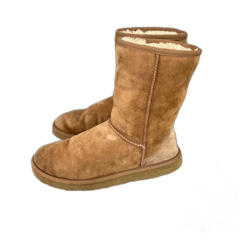 UGG AUSTRALIA Classic sherpa Boots Women's 7 Chestnut Sherpa Leather Suede 5825